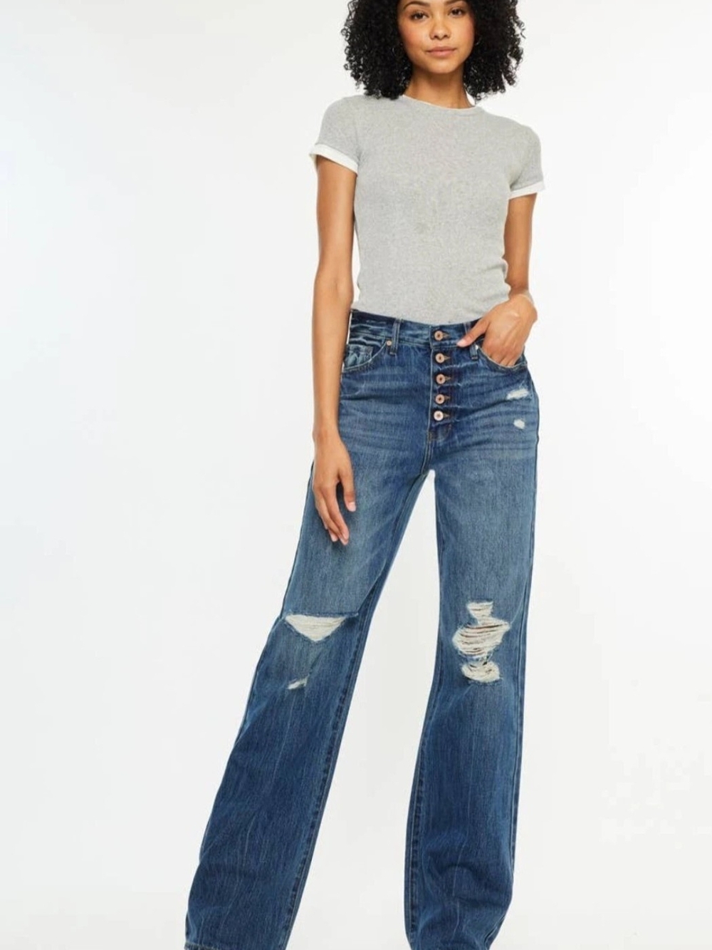 KanCan Flare Denim Flare Wide Leg Jeans Dark Wash Plus